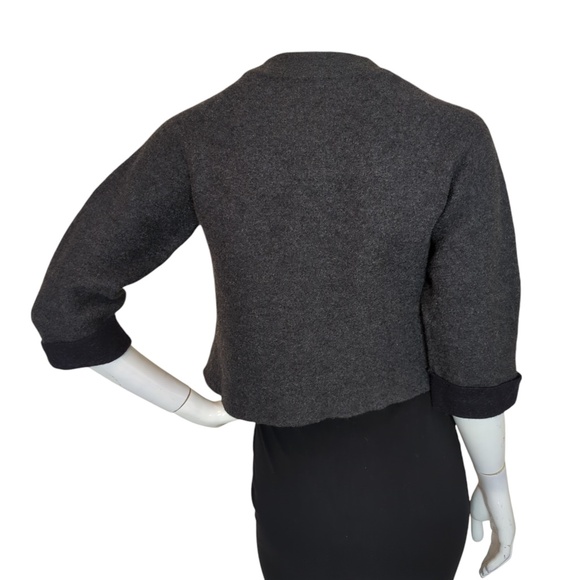COS Grey Wool Blend Boiled Wool Cropped Sweater Jacket Stand Collar - Picture 3 of 13